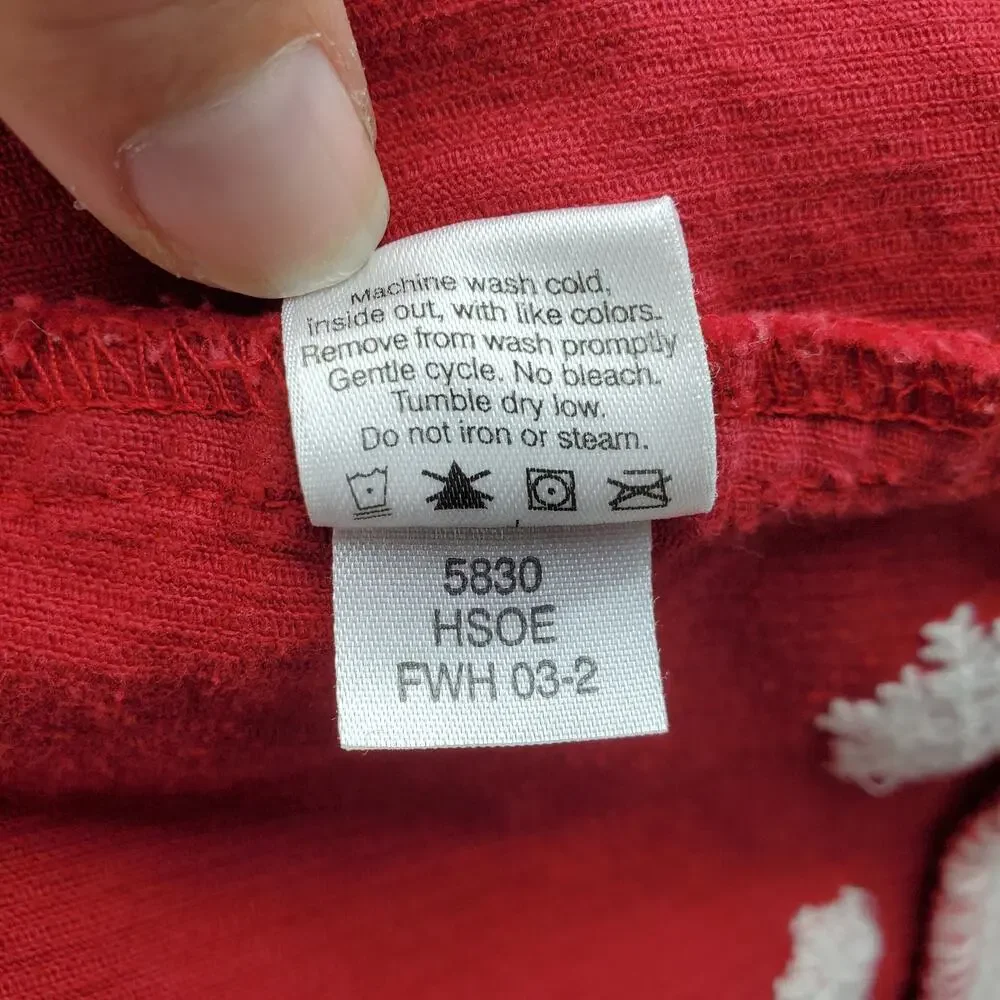 Hanna Andersson Toddler Girl Red Corduroy Embroidered Snowflake Dress Size 80